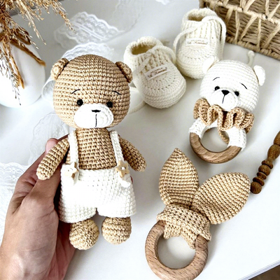 Dobra cena. Nowy zestaw prezentów na Dzieciaki Amigurumi Super Soft Plush PP Cotton Filled Crochet Cute Bear Wool w Internecie